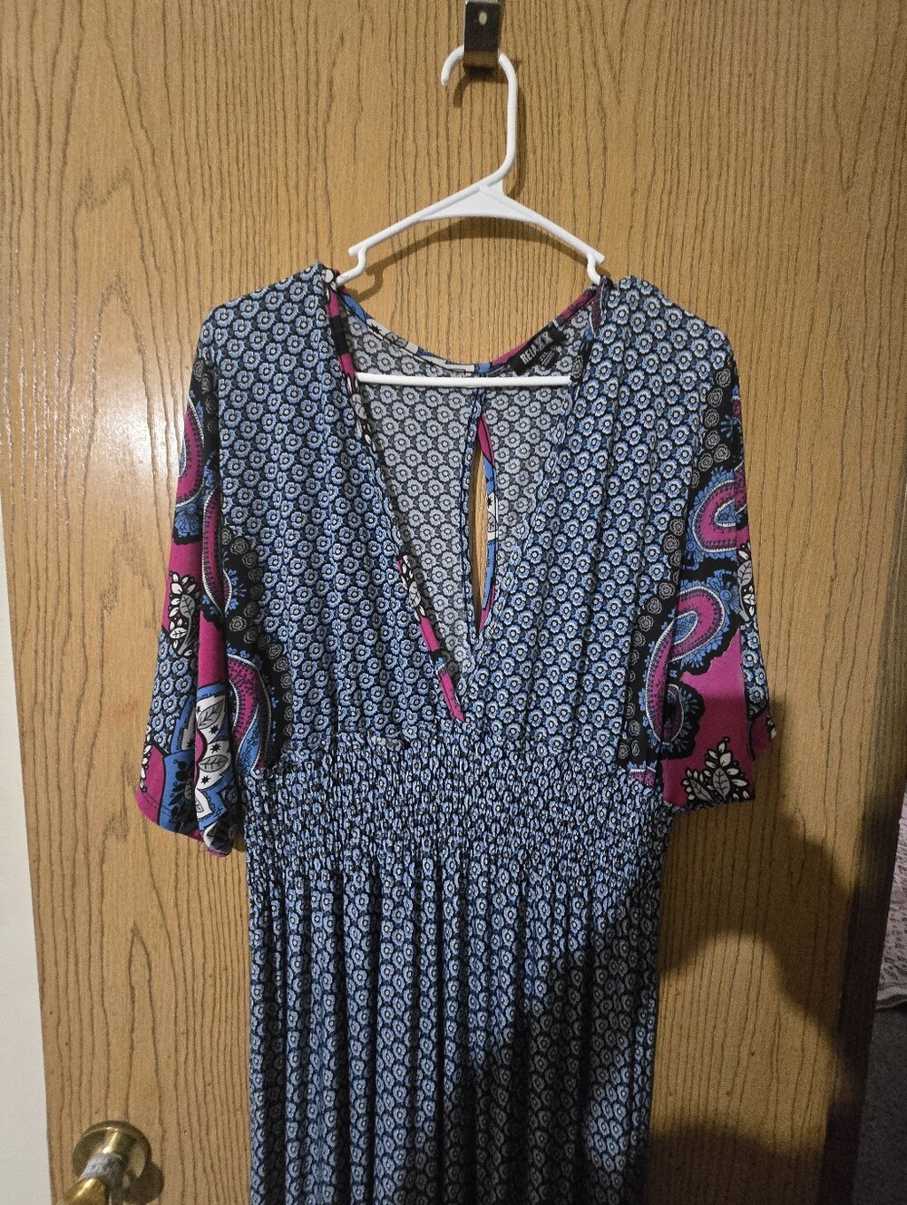 Plus Size Blue & Purple Printed Maxi Dress - Picture 3 of 5